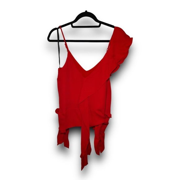 Kylo by Bardot Red Ruffled Crop Top Size 4 - Picture 3 of 9